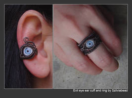 Evil eye ear cuff and ring