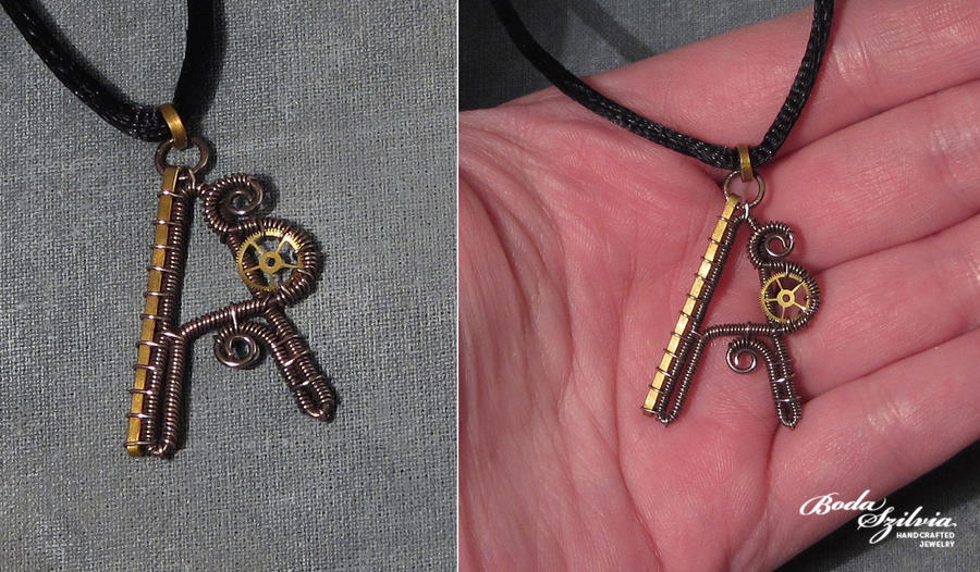 Monogram pendant - steampunk A