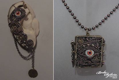 Watcher steampunk locket and ear wrap set