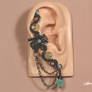 Teal and bronze steampunk earcuff