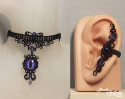 Hecate gothic choker and ear cuff set