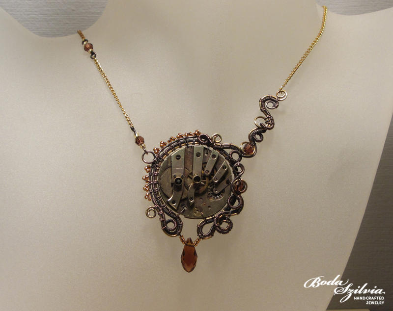 Copper and brass steampunk necklace
