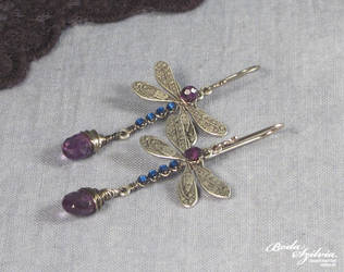 Amethyst dragonfly earrings