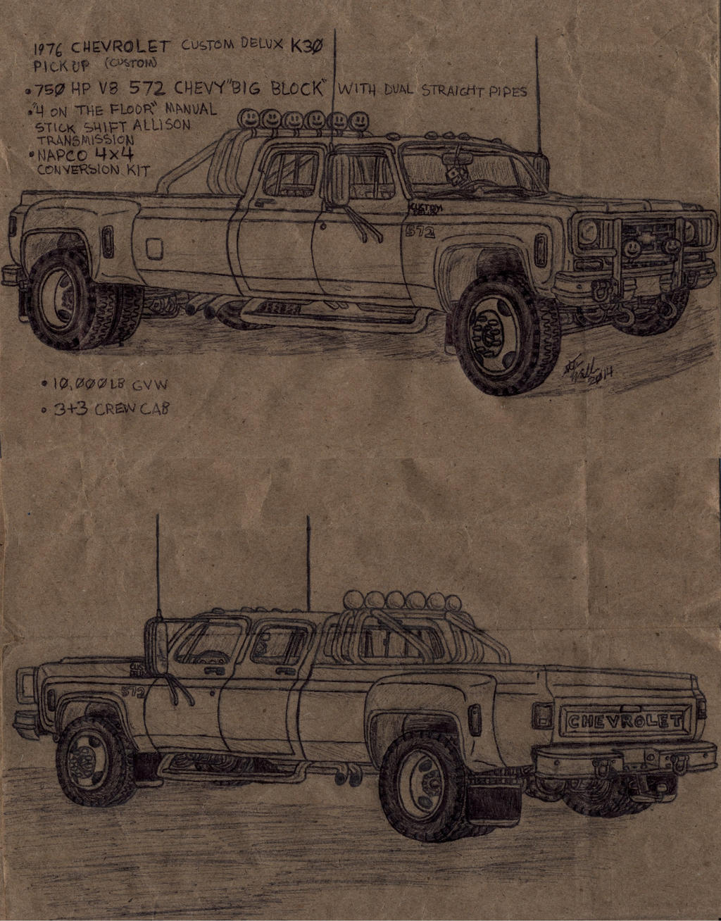 Boot Camp Drawings Sketches 6 1976 Chevrolet K30