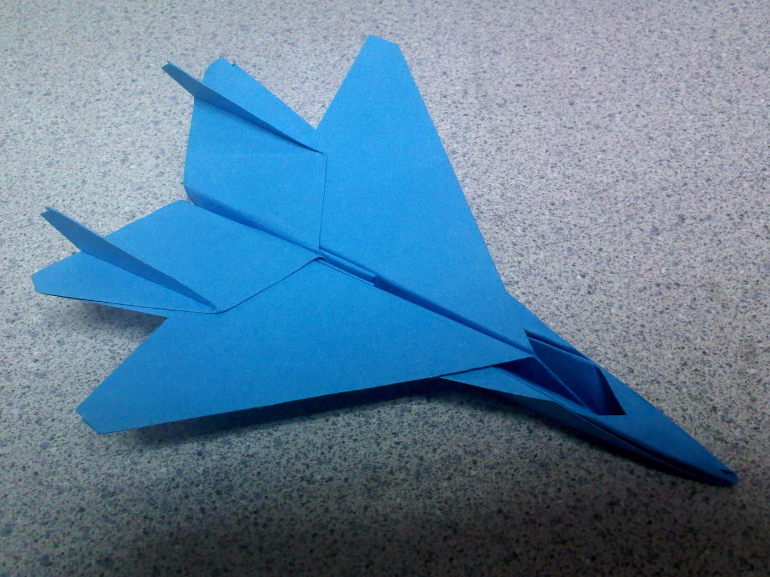 Blue Origami F15 Fighter Jet By Theorigamiarchitect On