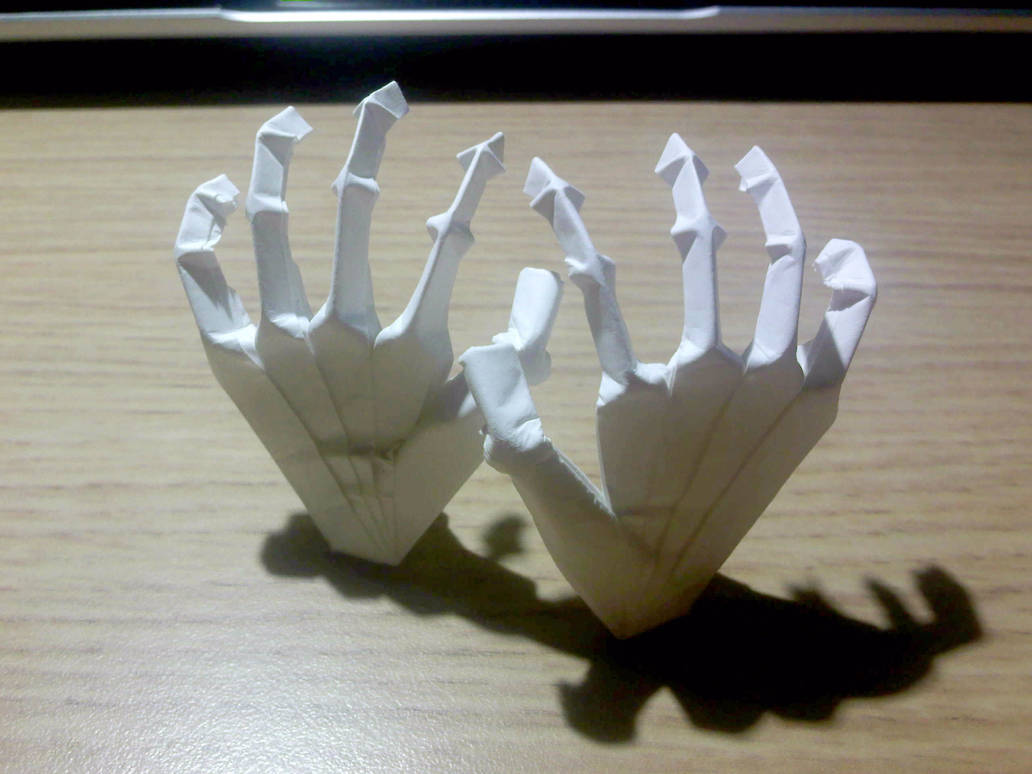 Hand Connection Origami Origami Skeleton Hands by TheOrigamiArchitect on DeviantArt