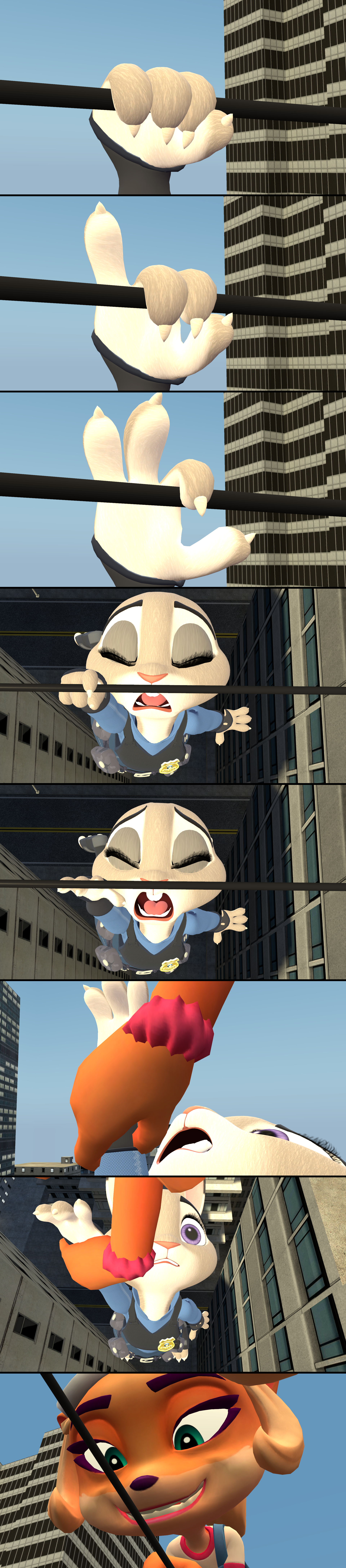 Judy Hopps Hanging on Wire and Falls (Part 2)