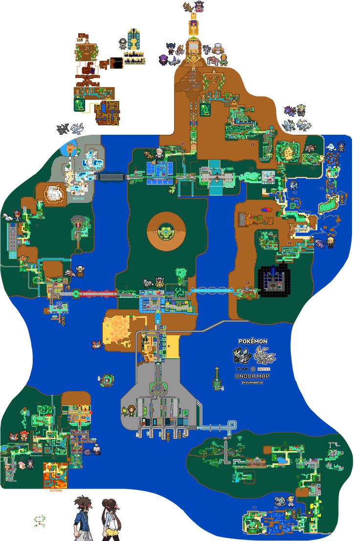 Pokemon Unova Region Map (Black and White 2) by Euanverse on DeviantArt