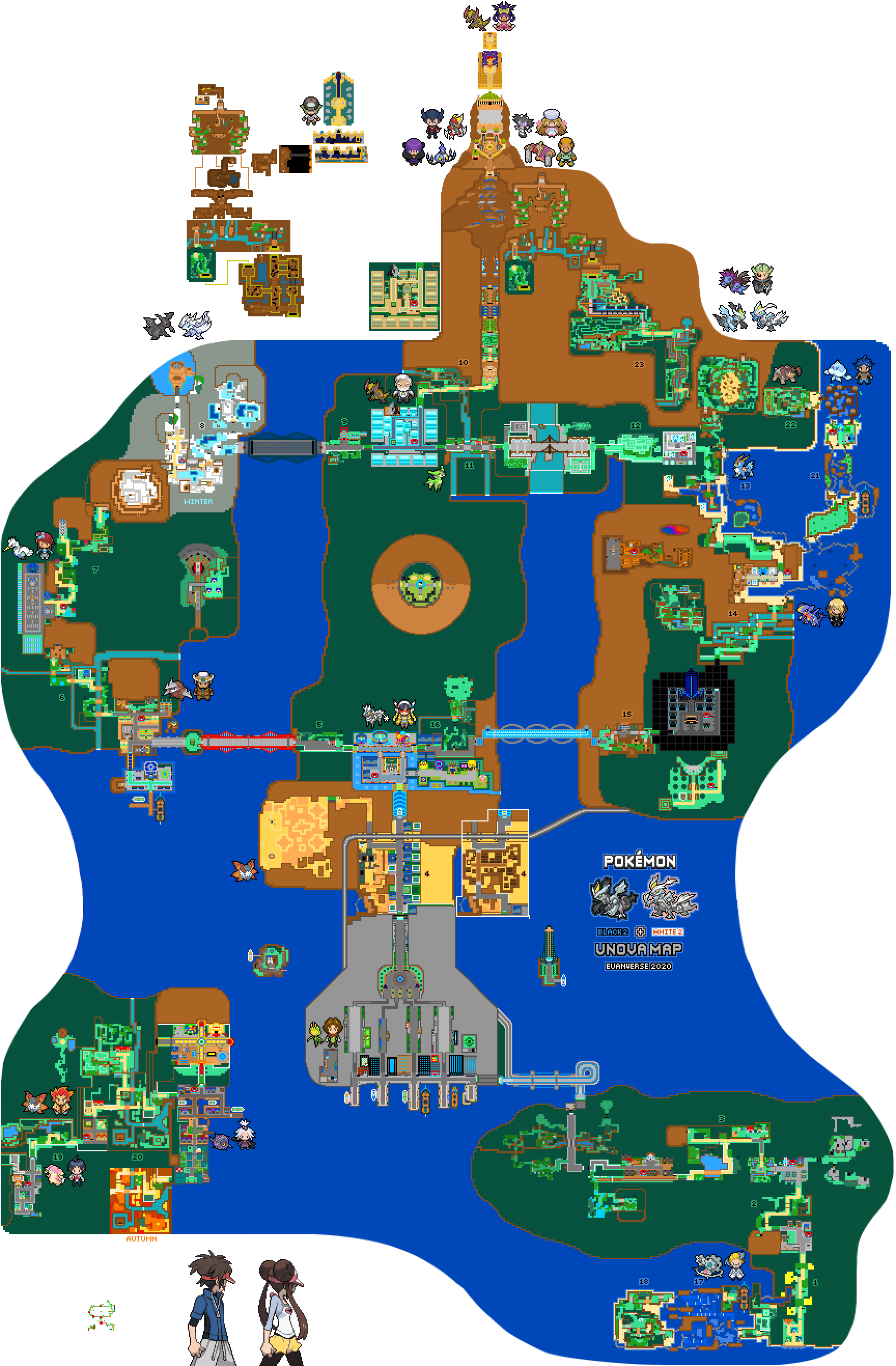 Pokemon Black Version 2 Unova World Map Map for DS by MKaykitkats