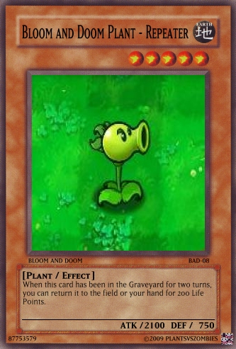 Yu-gi-oh Card: PvZ Repeater