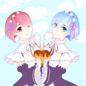 Anime REM and RAM Valentins Day