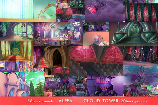 Alfea and Cloud Tower 76 backgrounds (Discount)