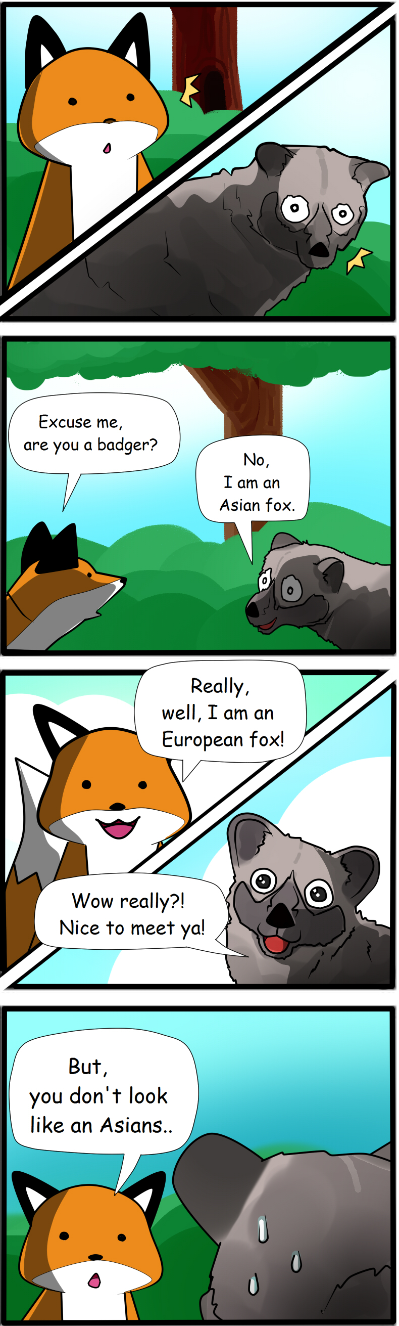 Stupid fox met Asian fox