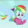 Rainbow dash flying with half-pony form
