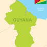 Green Map of Guyana with Flag