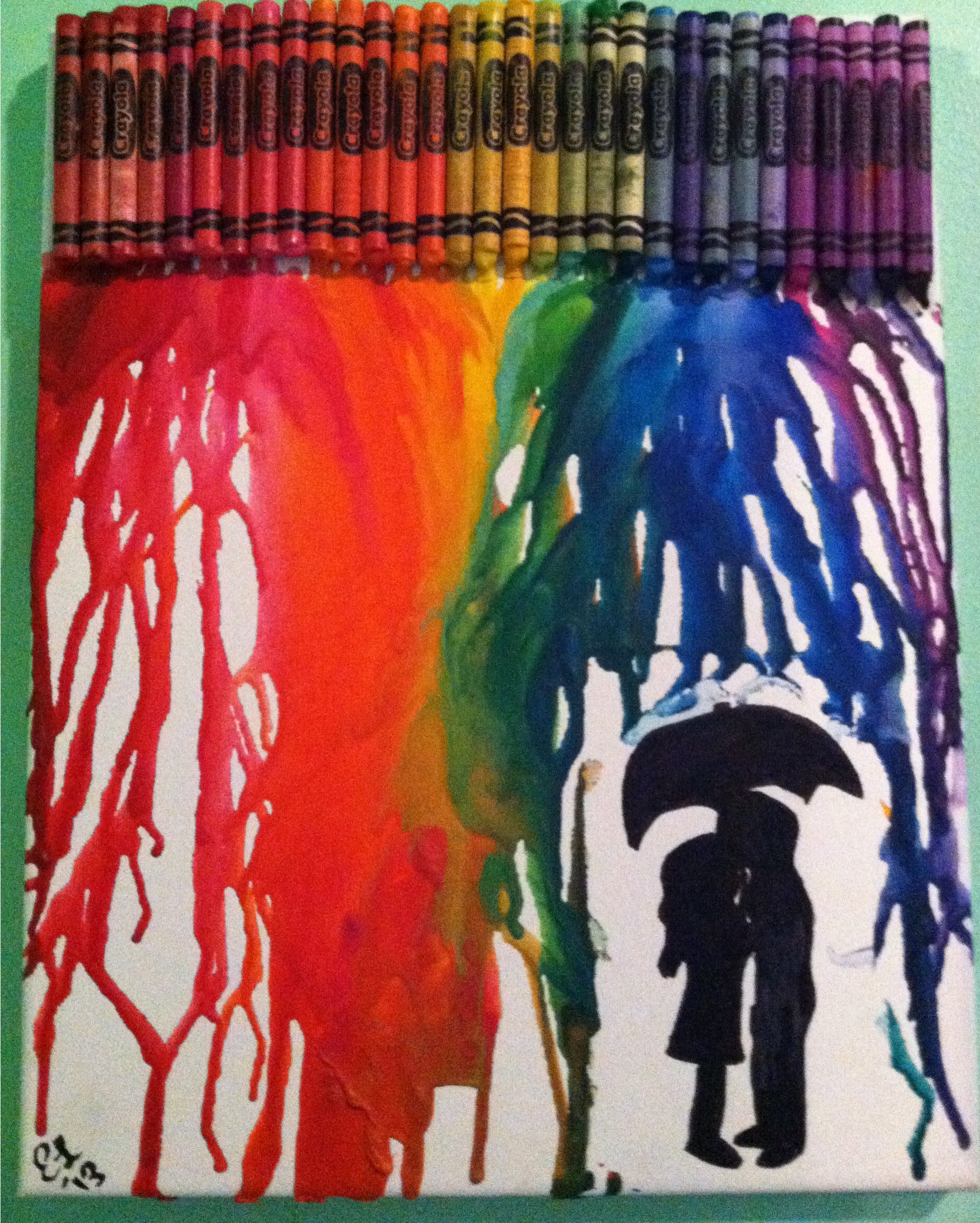 Crayon art- Umbrella (for sale)