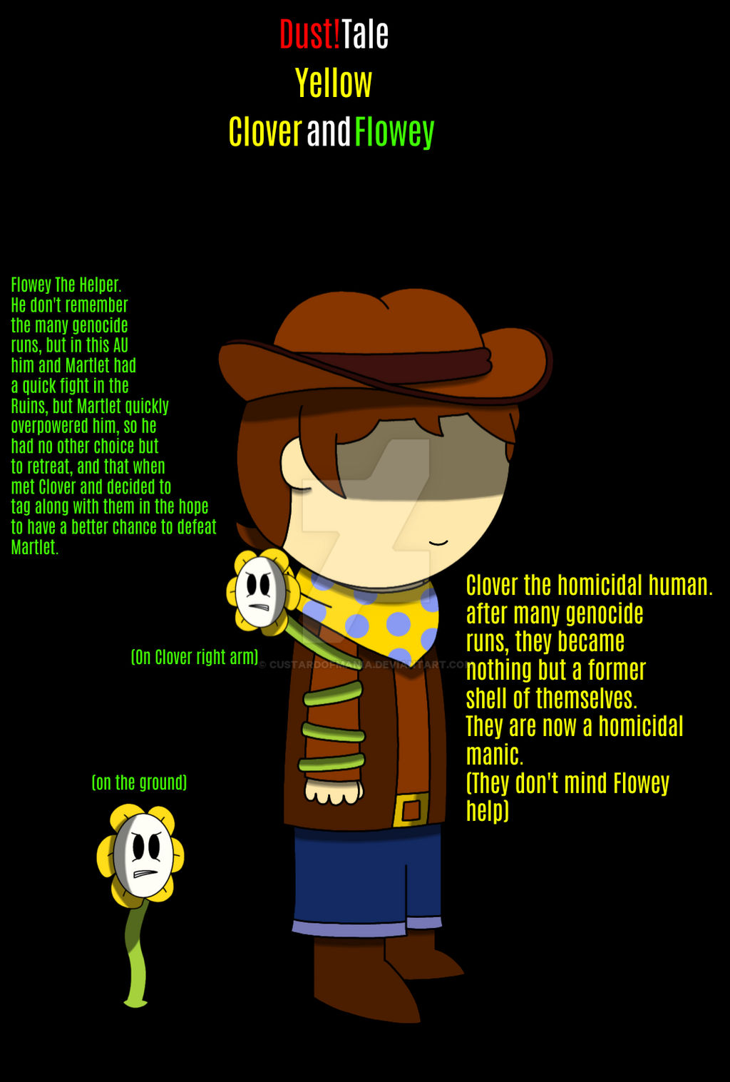 Dust!tale Yellow: Clover and Flowey by custardofmania on DeviantArt