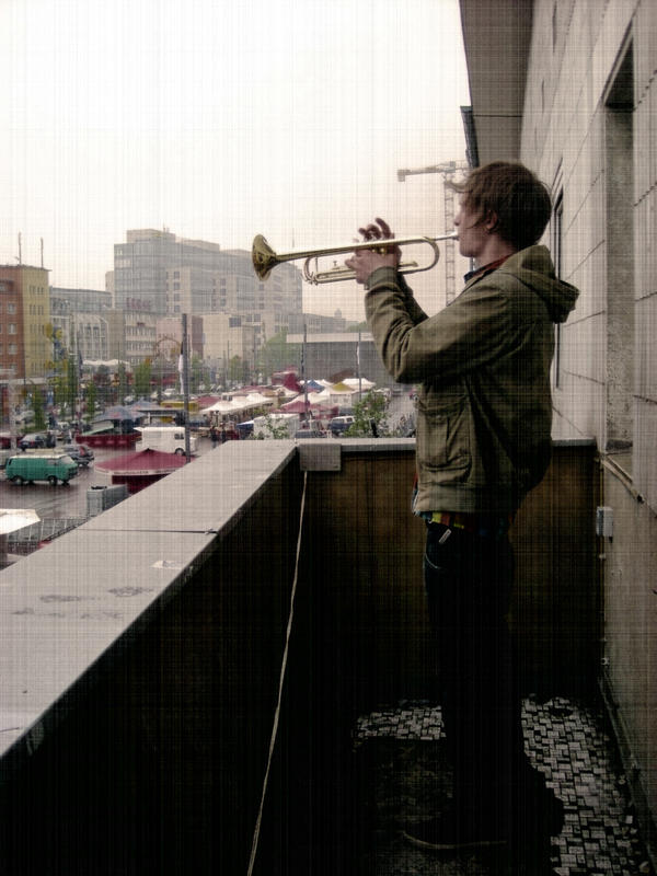 The balcony trumpet player