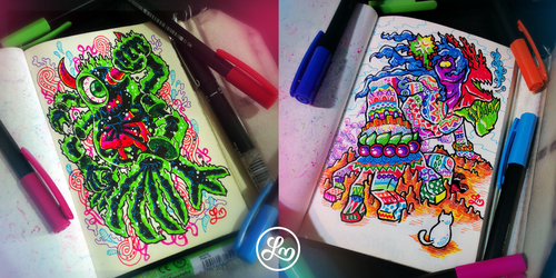 Colored Doodle Monsters