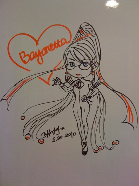 Bayonetta on white board