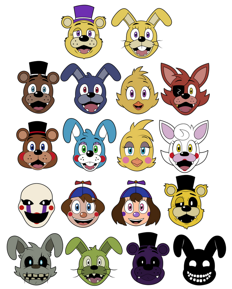 FNAF Character Heads by BeepBoyAdv on DeviantArt