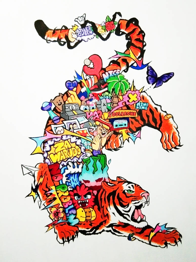 pic Vexx Doodles Animals vexx tiger doodle mural by pissosilvano