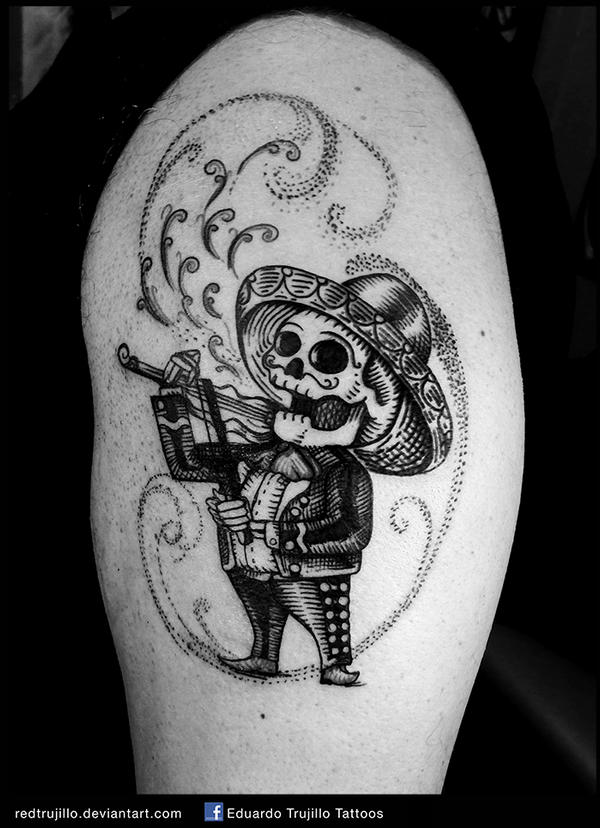 mariachi skull tattoo, mariachi day of the dead