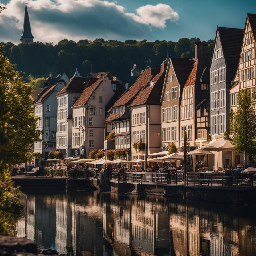 AI riverside view of a village by msdfghk on DeviantArt
