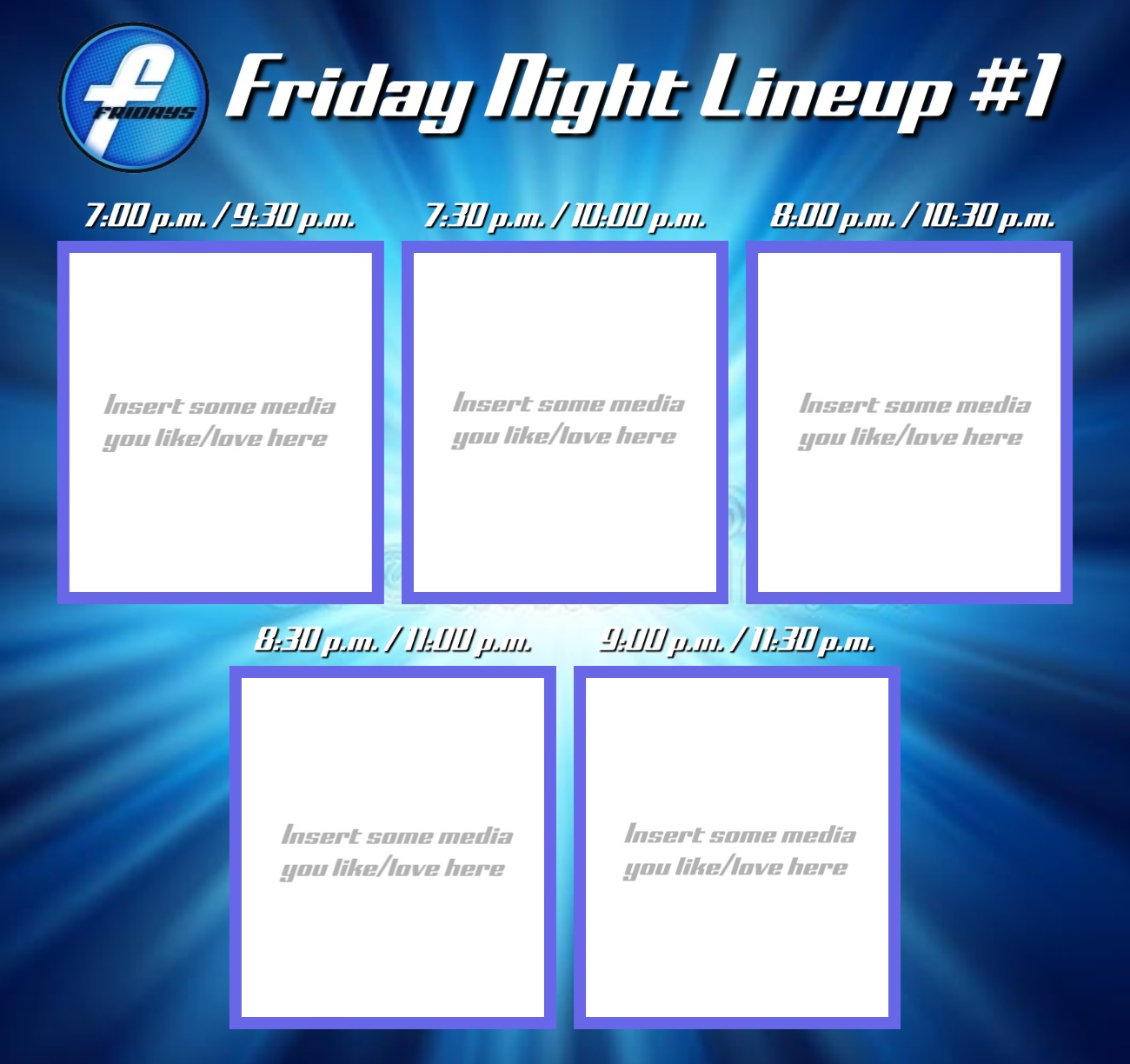 Program Lineup Full Deviantart Template: Friday Night Lineup #1 by Lontoon22 on DeviantArt