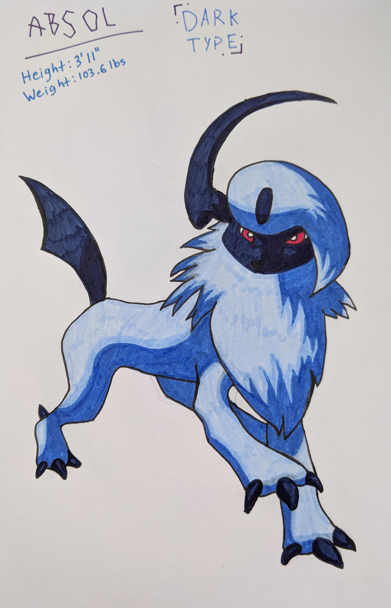 Absol with expiremental shading by MokichiSenpai on DeviantArt