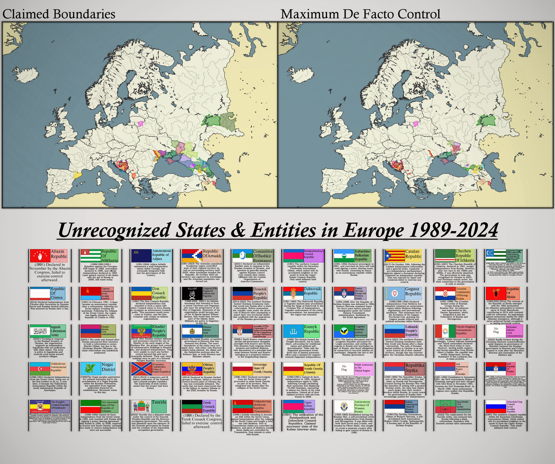 Unrecognized States/Entities in Europe 1989-2024 by YeastCartography on ...