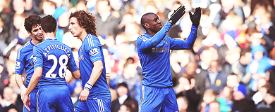 Demba Ba celebrating his goal against WBA