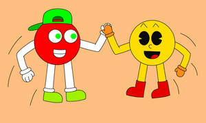 Charlie and Pac-Man doing a high five