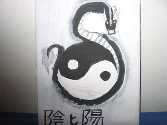 Dragon around Ying and yang