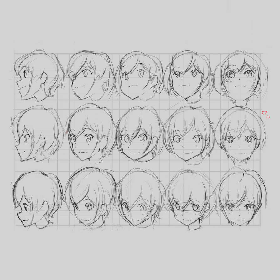 Anime Head Rotations Study by DYEDart on DeviantArt