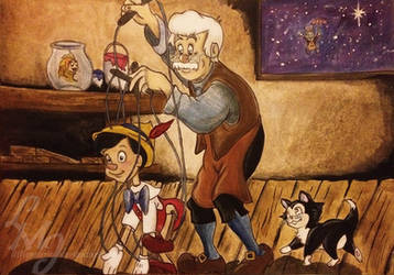 Pinocchio Watercolour Card