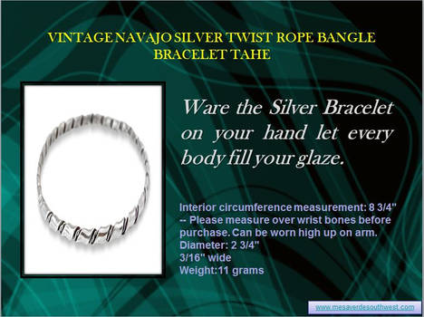 Vintage Navajo Silver Twist Rope Bangle Bracelet T