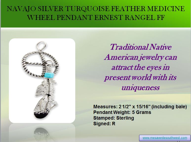 Navajo Silver Turquoise Feather Medicine Wheel Pen