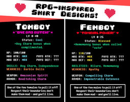 RPG Archetype Stats Designs - Tomboy and Femboy