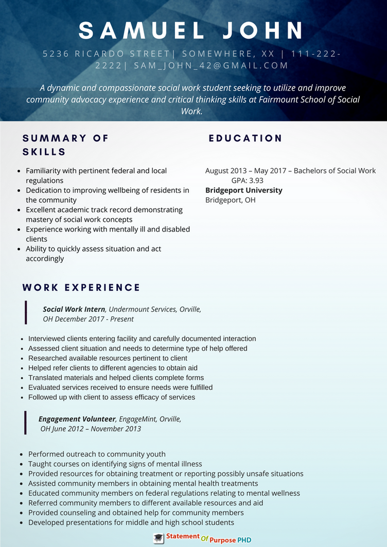 Lmsw Sample Resume MSW Resume Sample by SopPhDSamples on DeviantArt