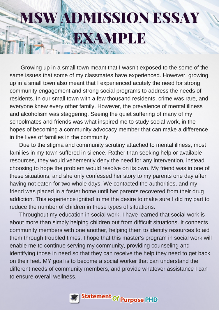 Example Msw Applications MSW Admission Essay Example by SopPhDSamples on DeviantArt