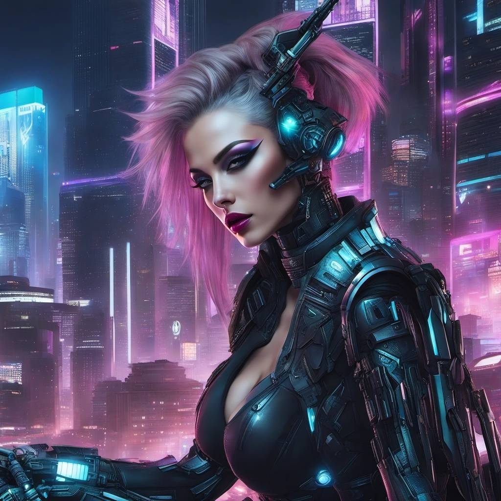 Premium AI Image  cyberpunk girl of a woman in the city hd wallpaper