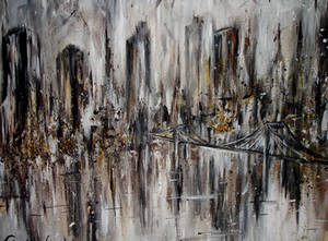 Abstract painting New York skyline acrylic