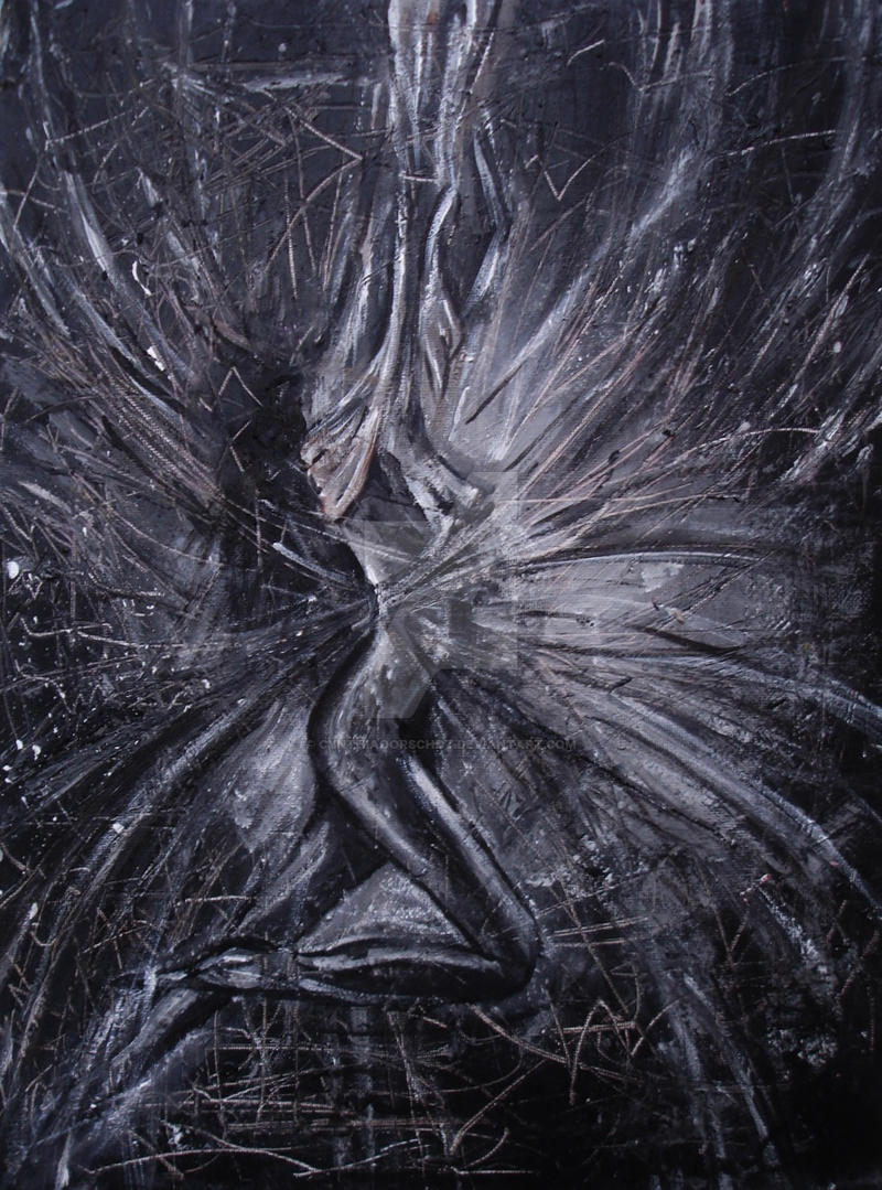 Abstract painting acrylic drowning in the dark