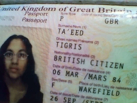 ME : MY TIGRIS TA'EED PASSPORT! BIRTHDAY 6TH MARCH