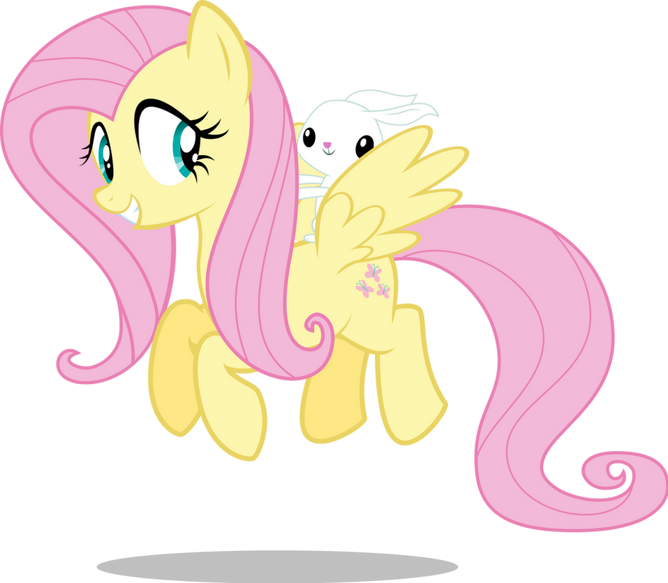 MLP: Fluttershy and Angel flying by mewtwo-EX