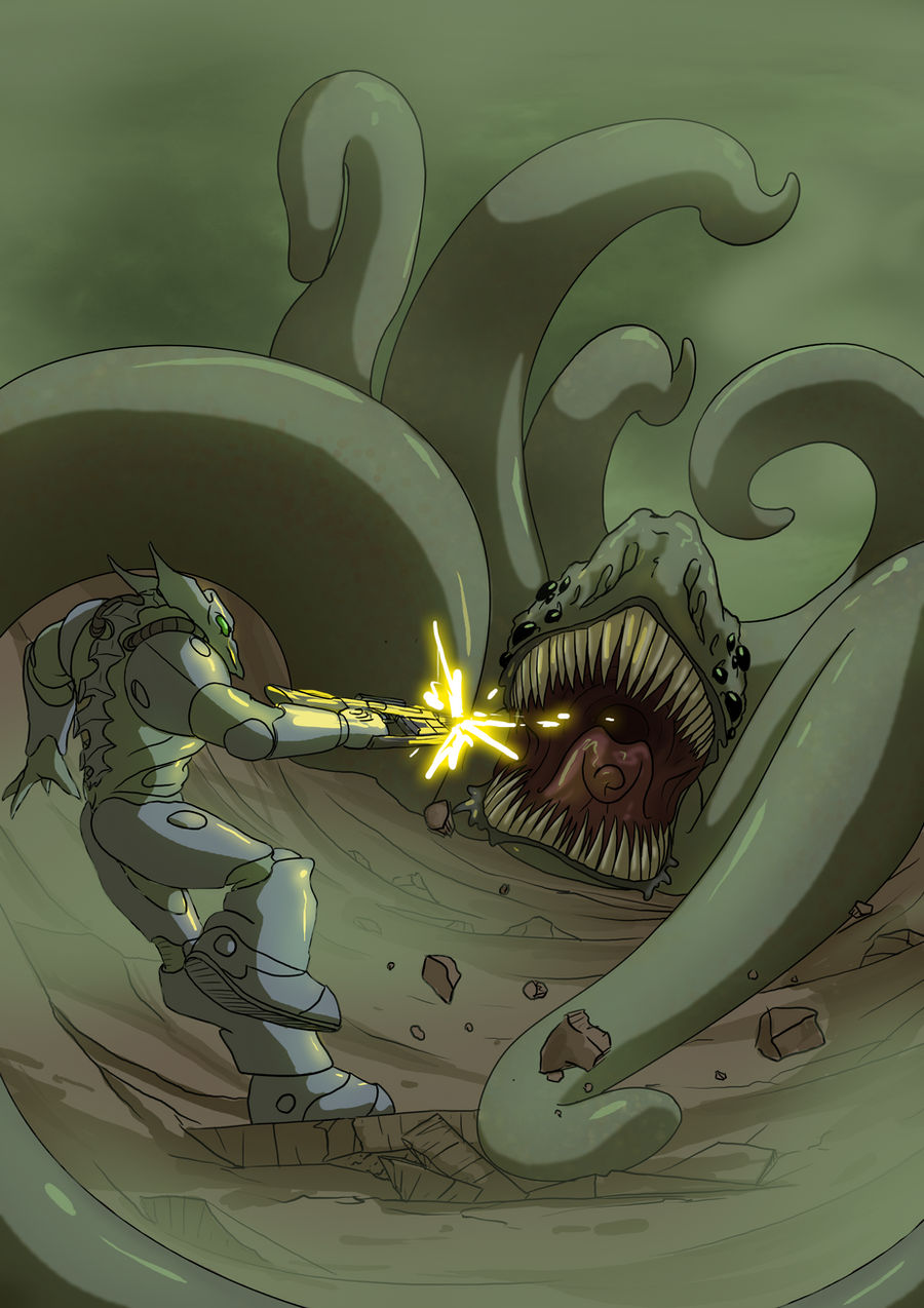 Man versus Tentacle Beast