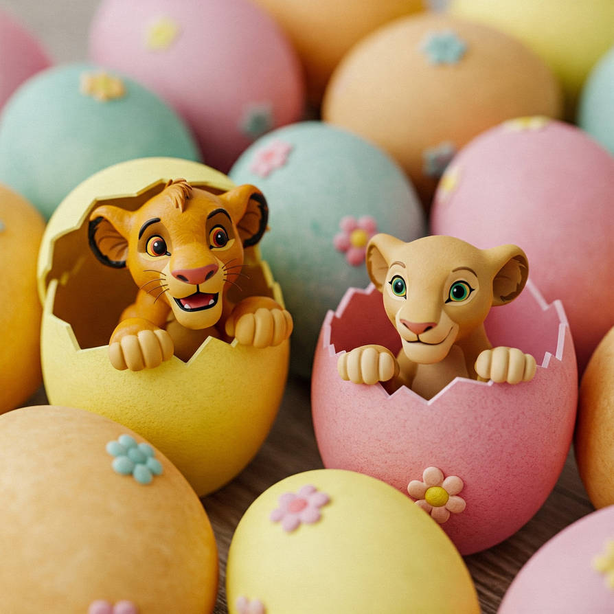 Simba and Nala in Easter Eggs by EIOUR on DeviantArt