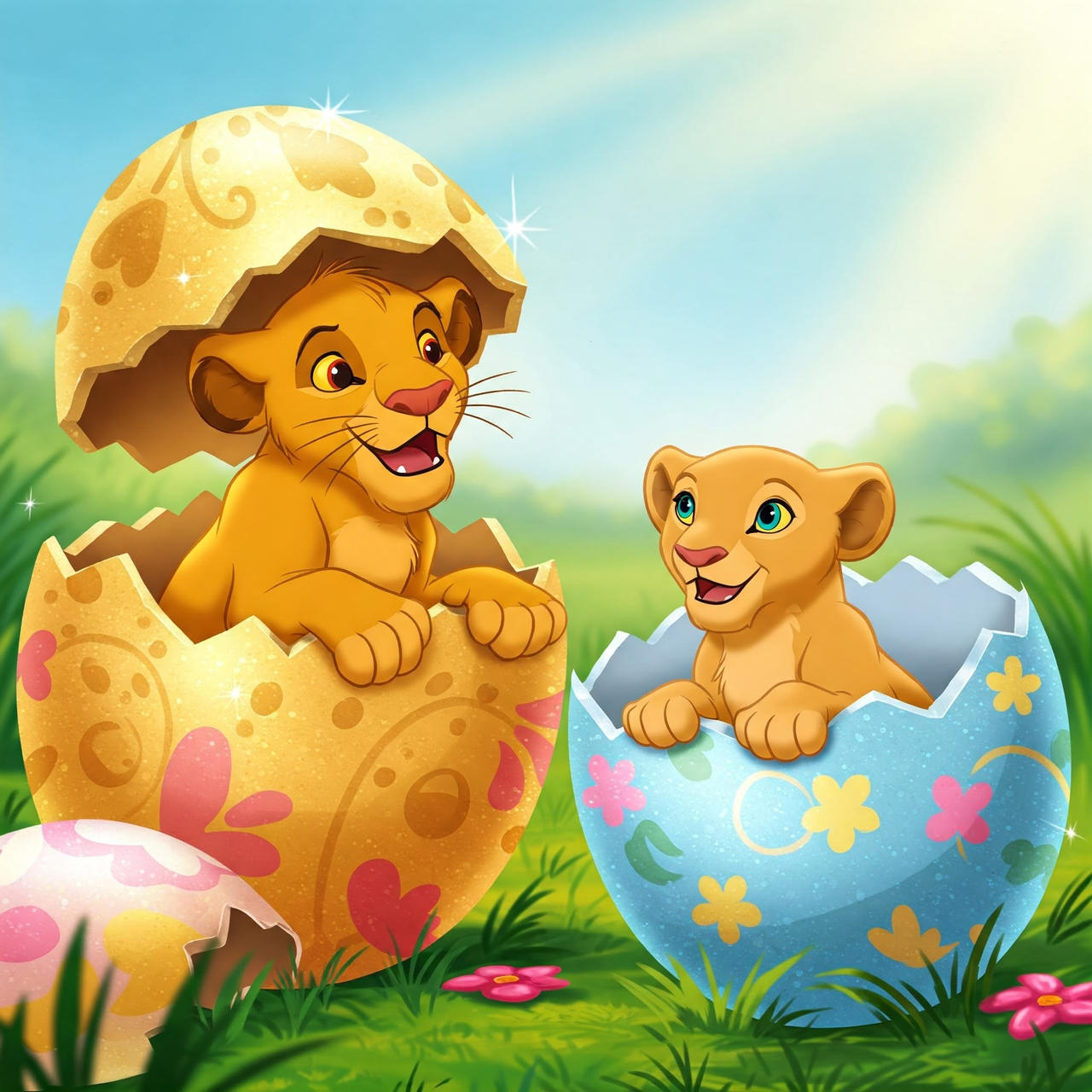 Simba and Nala in Easter Eggs by EIOUR on DeviantArt