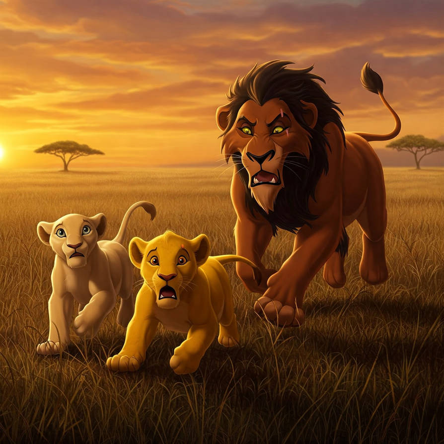 Simba Chasing Scar Chasing Simba and Nala by EIOUR on DeviantArt
